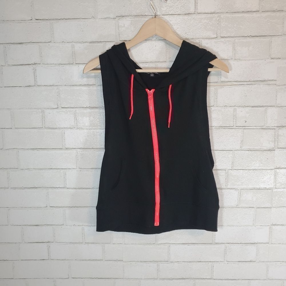 Black & Coral sleeveless hoodie
